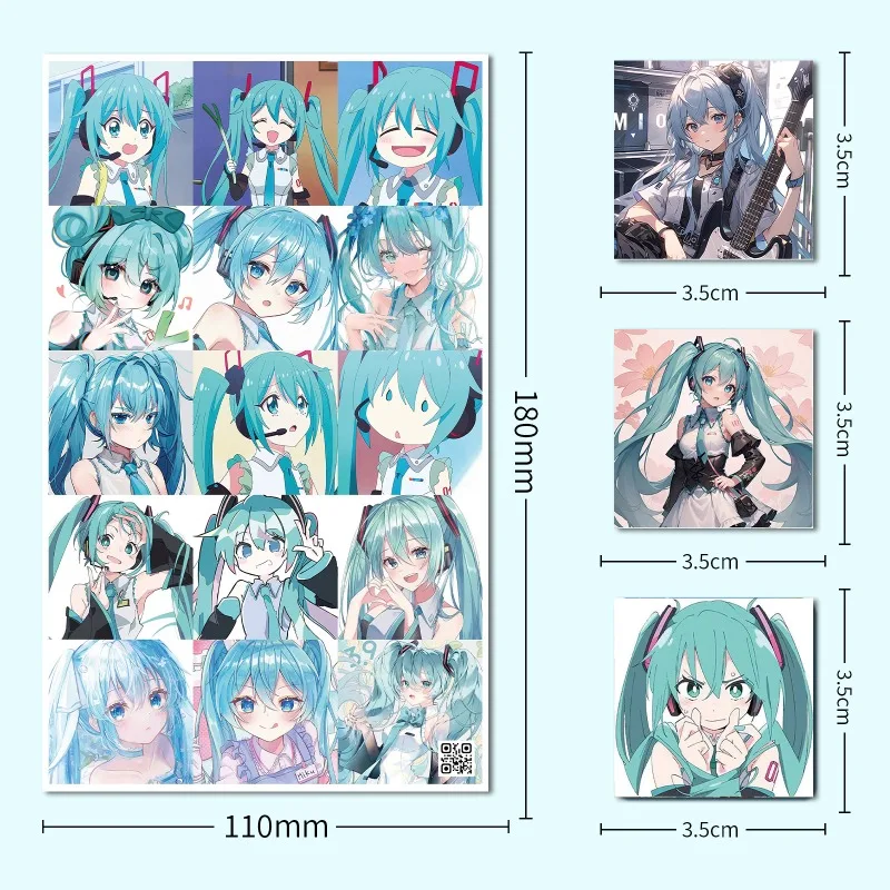 

60pcs Hatsune Miku Sticker Pack Waterproof Phone Case Cartoon Journaling Stationery Kawaii Packaging Kawaii Laptop Skin Sticker