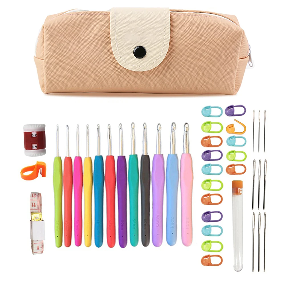 41pcs/set Ergonomic Crochet Needle with Storage Case Crochet Needles Yarn Weaving Needle DIY Weaving Tools for Arthritic Hands