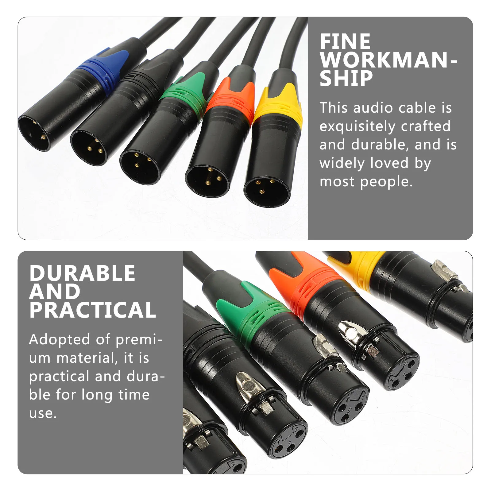 

5 Pcs XLR Audio Cables Male to Female Microphone Cable Stereo Connector for Mixer durable high quality