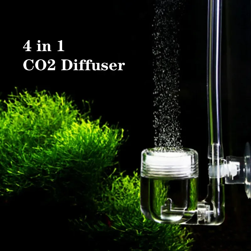 4 In 1 Aquarium CO2 Diffuser Carbon Dioxide Atomizer Diffuser With Suction Cup For Aquarium Planted Fish Tank Accessories 버블카운터