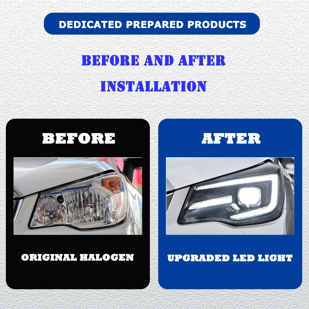 LED HeadLights for Subaru Forester 13-17 E-mark upgrade led DRL Car head lamp Assembly Signal Auto Accessories Modified Lamp