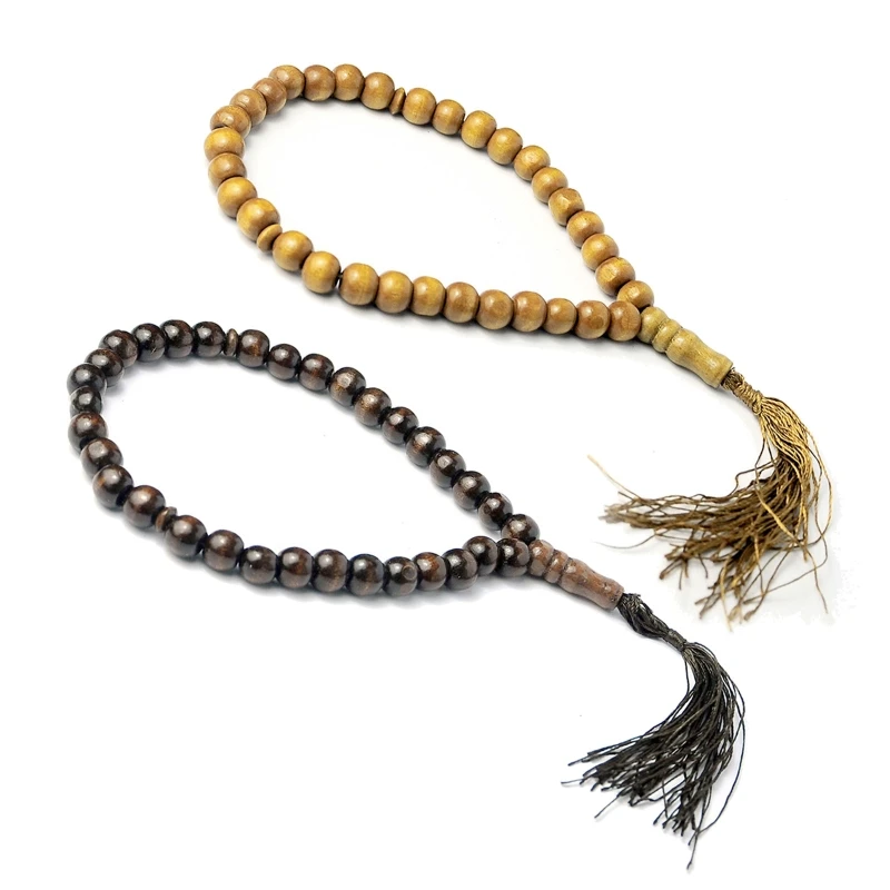 Muslim Holding Rosary Beads Islamic Prayer Beads 33 Finger Beads Islamic Natural 8mm Beads for Making Bracelet