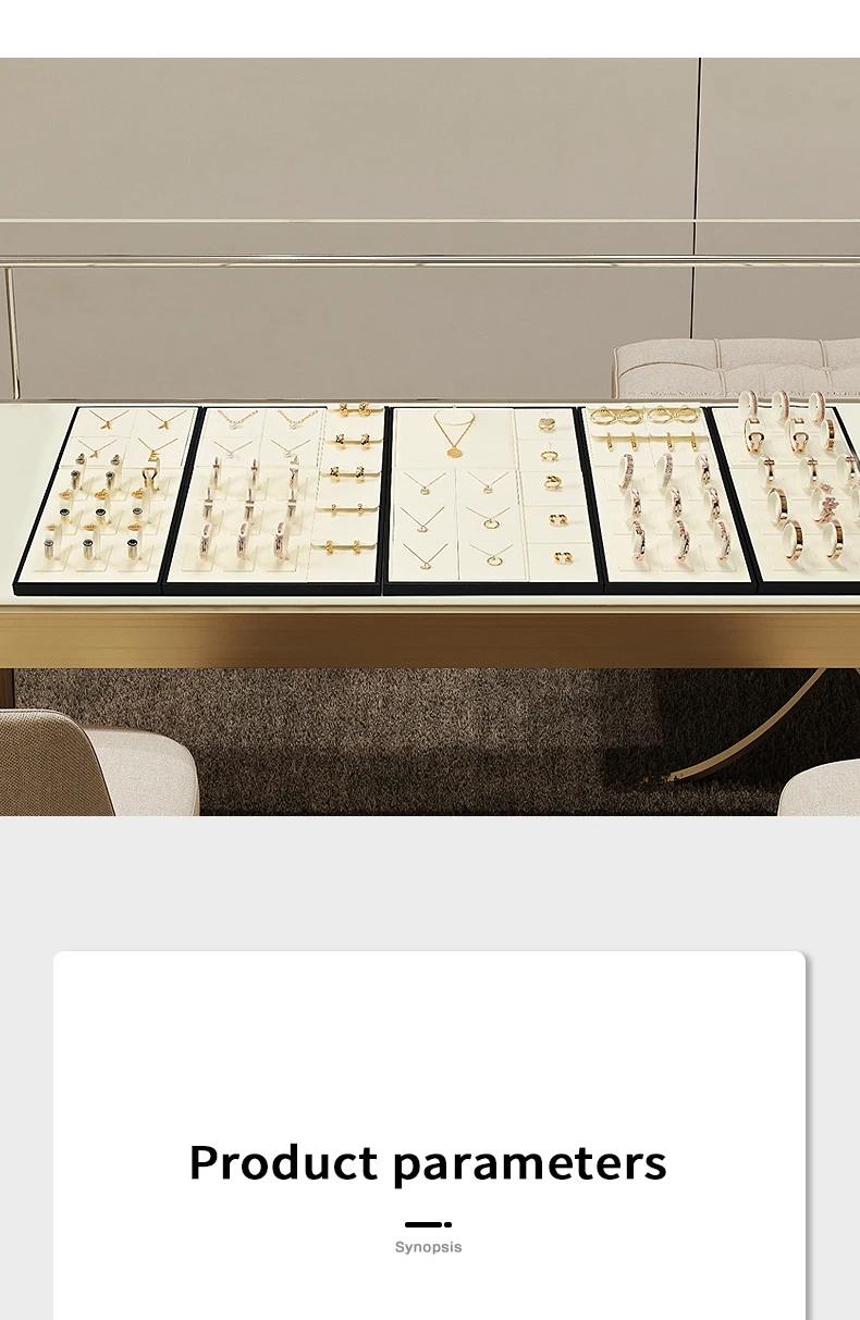 Oirlv Beige Schmuck-Display-Set für Ringe, Ohrringe, Armbänder, Halsketten, Organizer-Tablett aus Leder und Mikrofaser, Ausstellungszubehör für Juweliergeschäfte – Detail 5