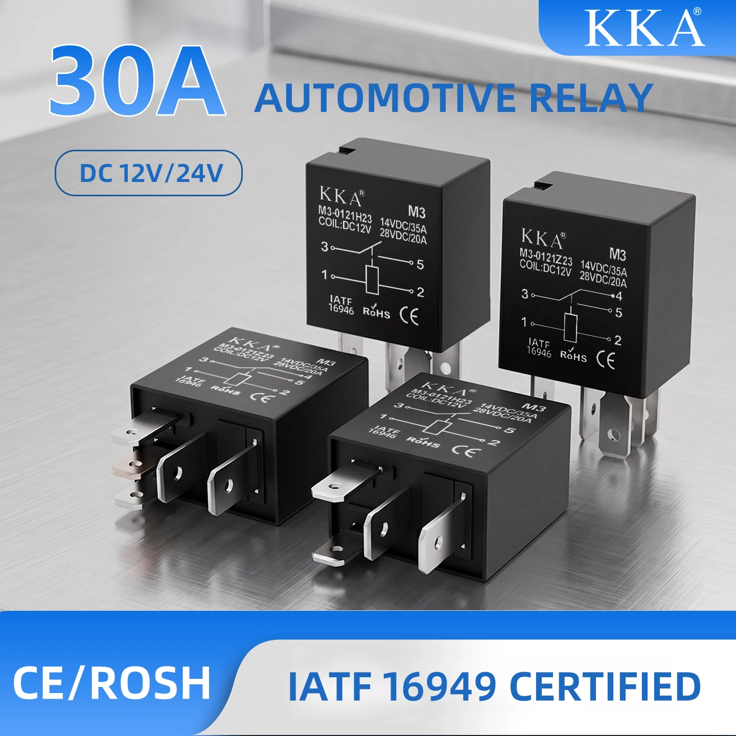 [20pcs/box] KKA-M3 Mini Plug-in Relay 12V/24V 30A 4PIN/5PIN 1NO/1NO1NC Automotive Relay Car Modification Parts Mini Car Relay