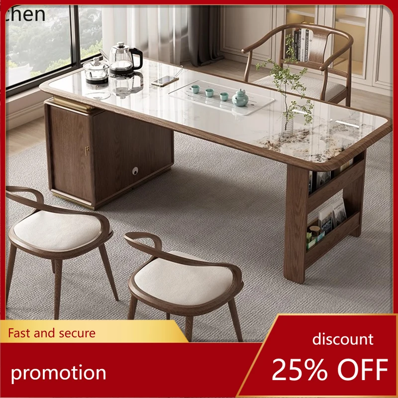 HXL Solid Wood Tea Table and Chair Set Office Bubble Rock Board Kung Fu Tea Table
