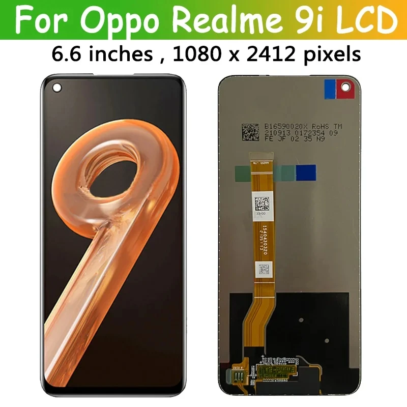 100% Tested LCD For Realme 9i RMX3491 LCD Display Touch Screen Replacement Digitizer Assembly For OPPO Realme 9i With Frame