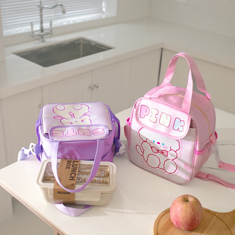 Sac de boîte à déjeuner de dessin animé, sac à déjeuner à bandoulière de grande capacité, sac isolant de travail, sac à déjeuner d'école