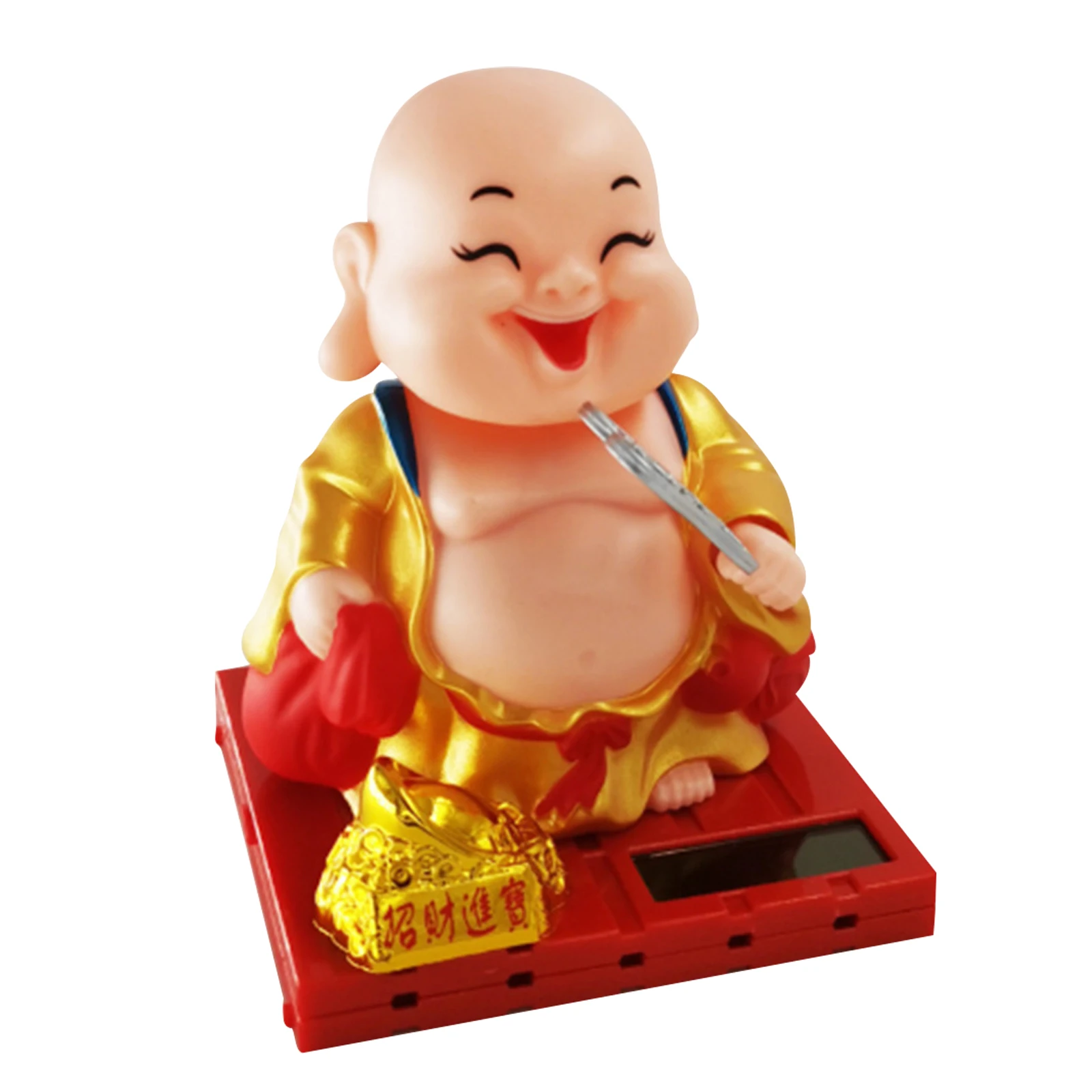 1 قطعة الطاقة الشمسية مايتريا بوذا سطح المكتب زخرفة سيارة الديكور قسط تمثال بلاستيكي Nodding مروحة تعمل بالطاقة الشمسية ديكور المنزل #6