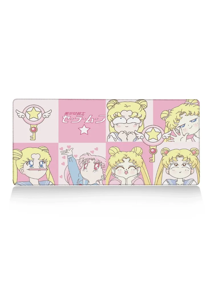 Podkładka pod mysz Kawaii Sailor Moon XXL, urocza, różowa, mata na biurko, dla graczy PC, antypoślizgowa, wysokiej rozdzielczości, do klawiatury, akcesoria biurowe, dywanik z japońskiego anime. — zdjęcie produktu 7