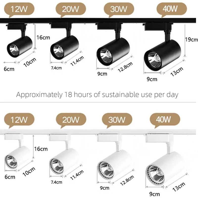 โคมไฟรางสปอตไลท์แบบกลมไฟ LED ราง220V ไฟติดเพดานสำหรับห้องนั่งเล่นร้านขายเสื้อผ้าไฟรางทั้งชุด