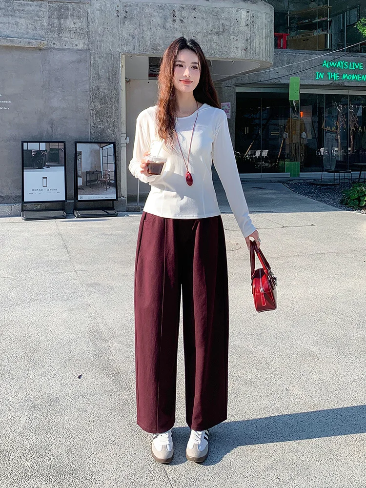 

Широкие брюки с высокой талией и разрезом, женские зимние двухслойные свободные брюки, уличная одежда в стиле панк, гранж, на флисовой подкладке, уютный плюш из софтшелла