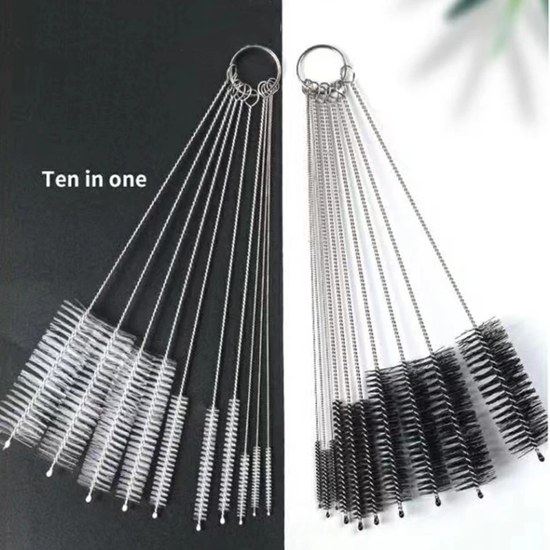 Aquarium Tube Pipe Cleaning Brush Stainless Steel Water Filter Air Tube Flexible Single End Hose Aquarium Accessories 10pcs/set