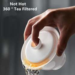 Chinese Kung Fu Teaware 360 ° Filtered Tea Bowl Sheep Fat Jade White Porcelain Gaiwan Anti Scalding Design Ceramic Tea Cup Set