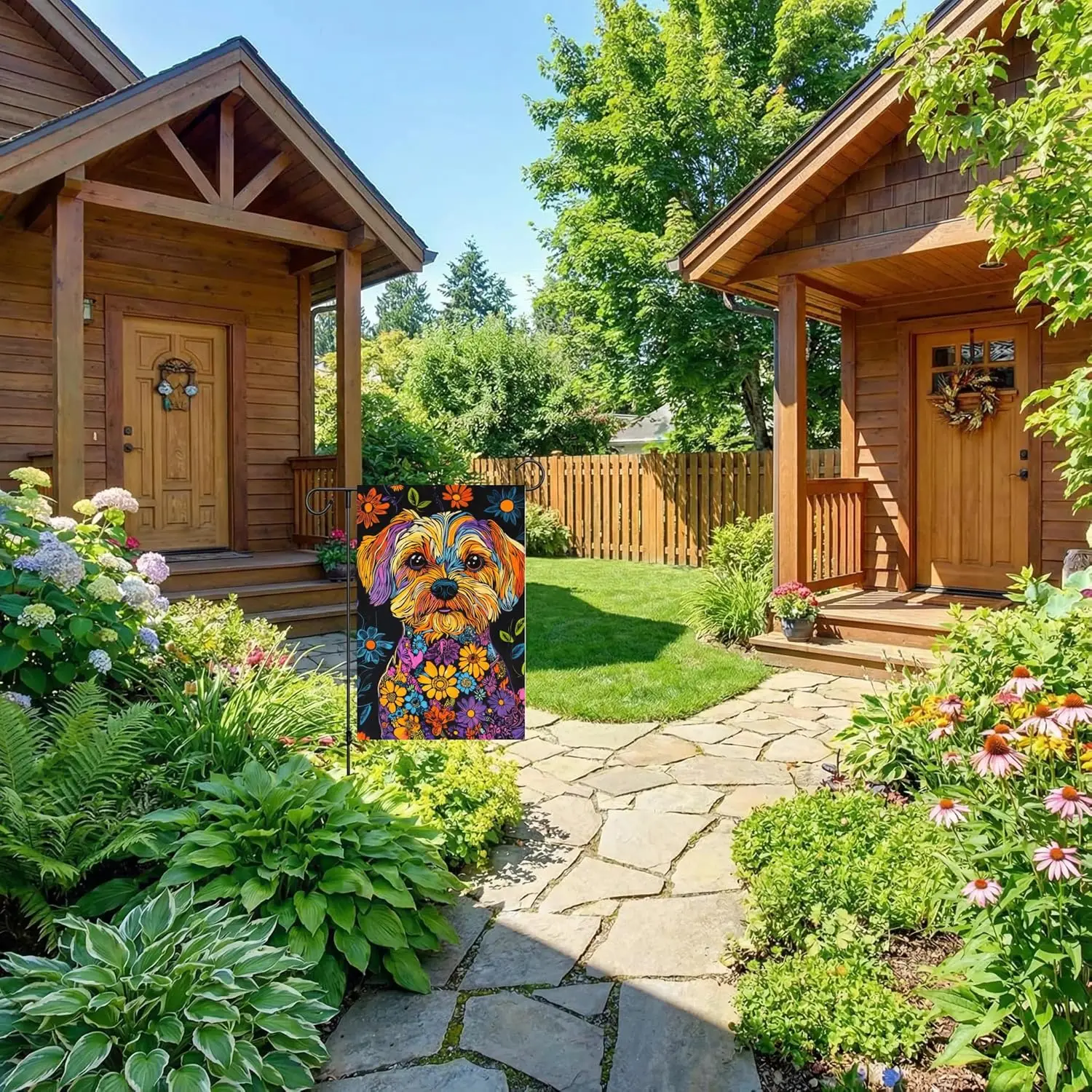 Welcome Spring Summer Garden Flag 12x18 Double Sided Maltese Dog Colorful Garden Flag Floral Flower Garden Yard House Flags  ZZM