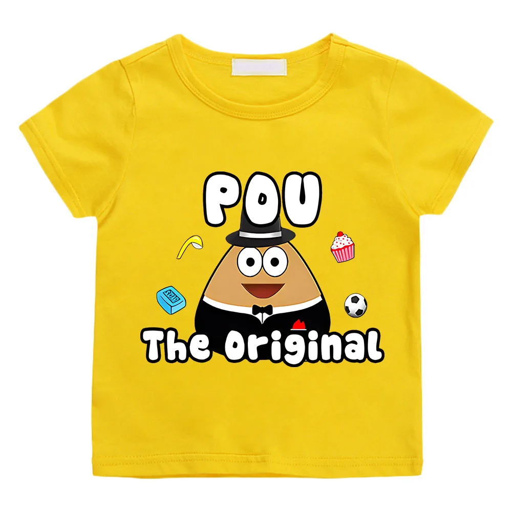 

Pou The Original Funny T-shirts Kids Cartoon Manga Tshirt Kawaii Comic Cotton Short Sleeve Boys/Girls T Shirt Teens Футболки