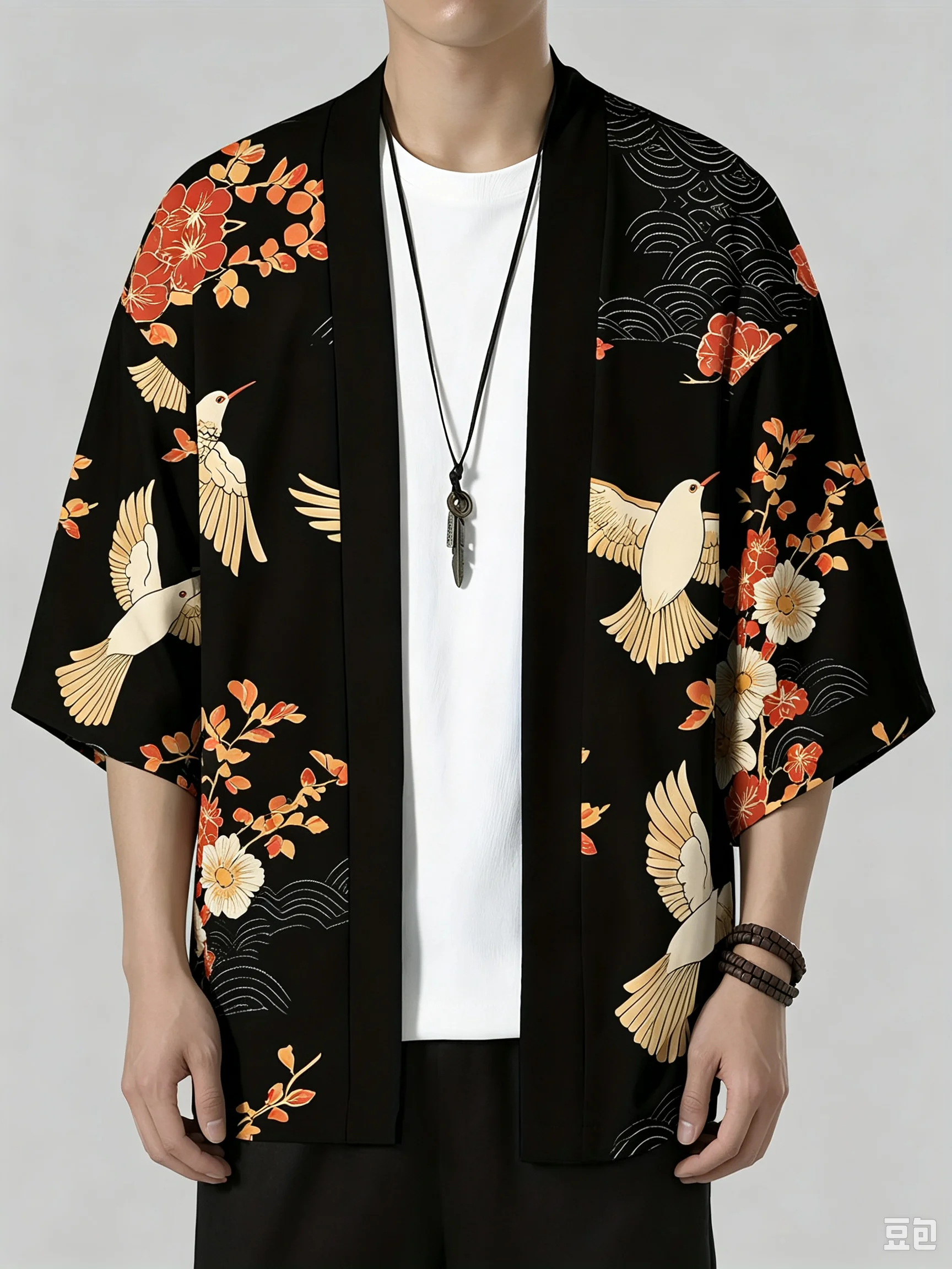 2026 Japanese Kimono for Men Traditional Japanese Relief Culture Printed Robe Yukata Japanese Clothing Casual Loose Kimono