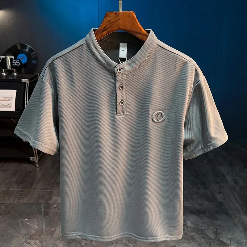 

Простая мужская футболка с короткими рукавами в японском стиле ретро, лето 2026, новый вязаный полусвободный топ