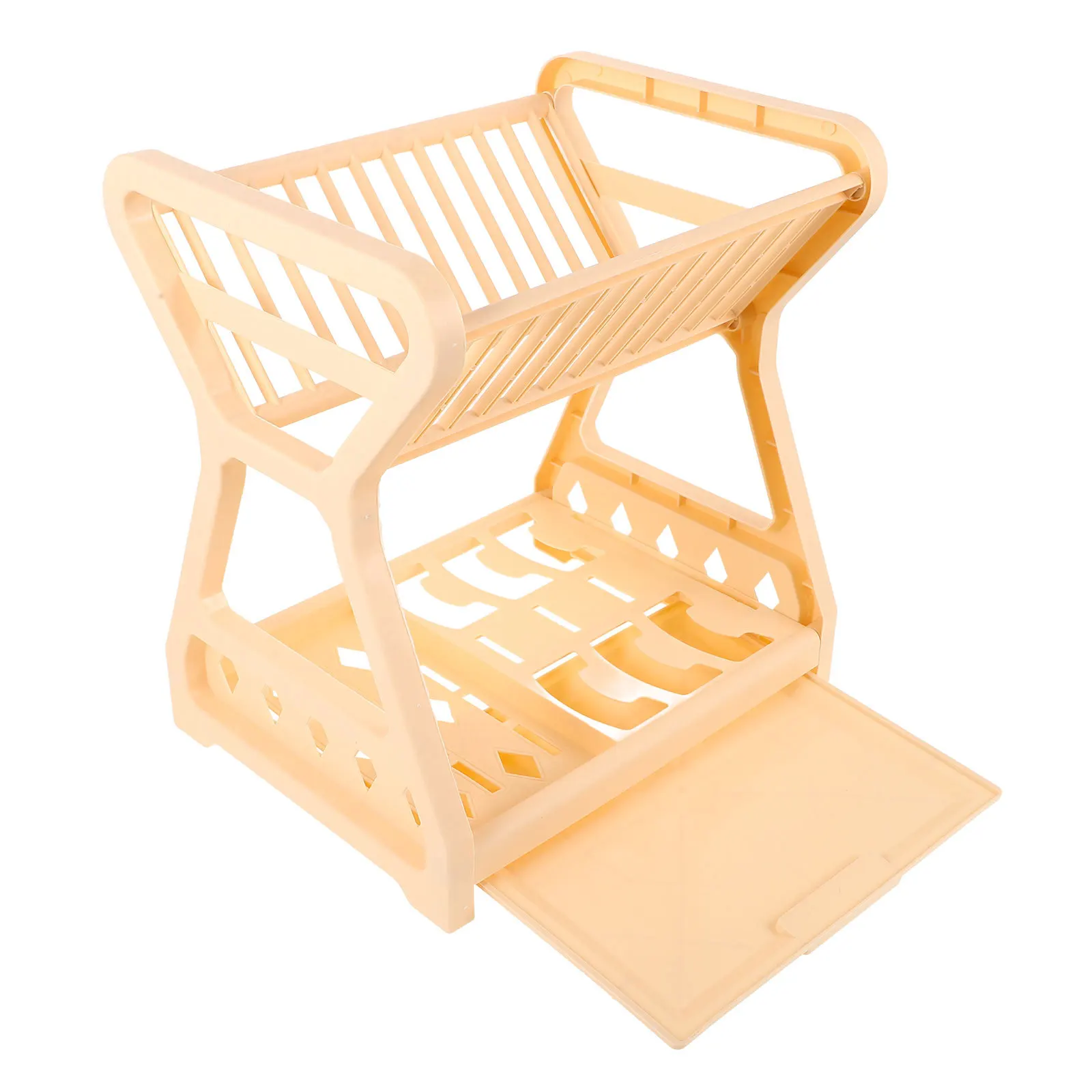 

Kitchen Dish Drying Rack Two Tiered Thickened Storage Shelf for Counter Cup Holder and Utensil Organizer Drain Rack with