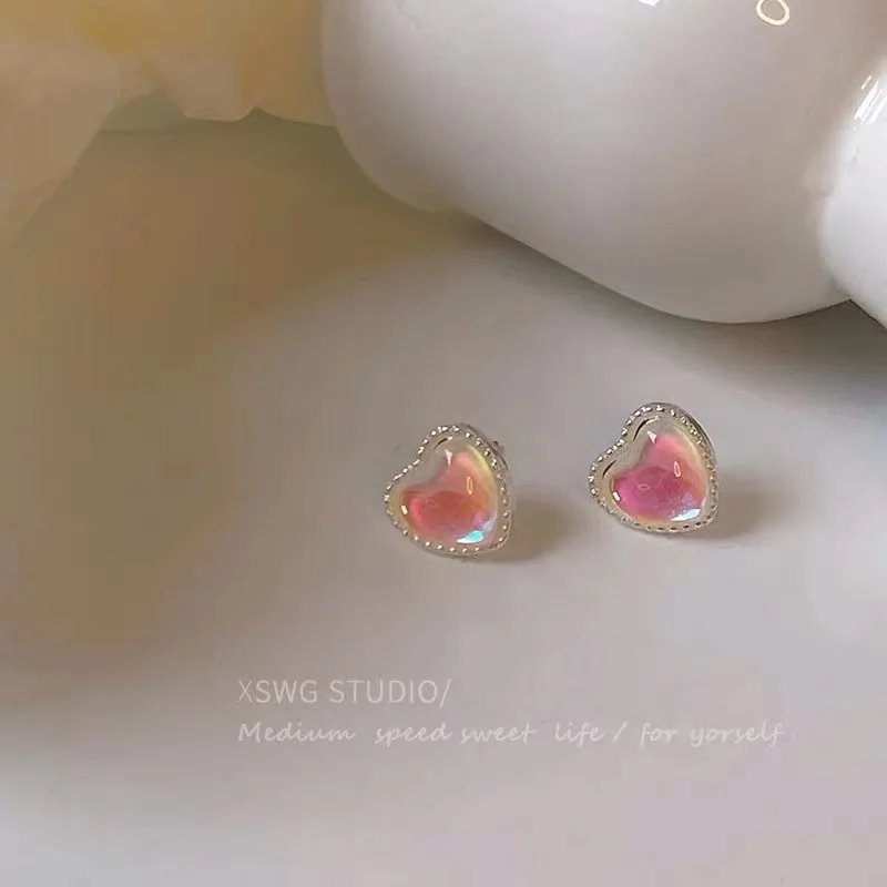 Różowa miłosne kolczyki bez otworu klipsy do uszu serce kolczyk klip bez piercingu minimalistyczne kolczyki biżuteria CEjb97