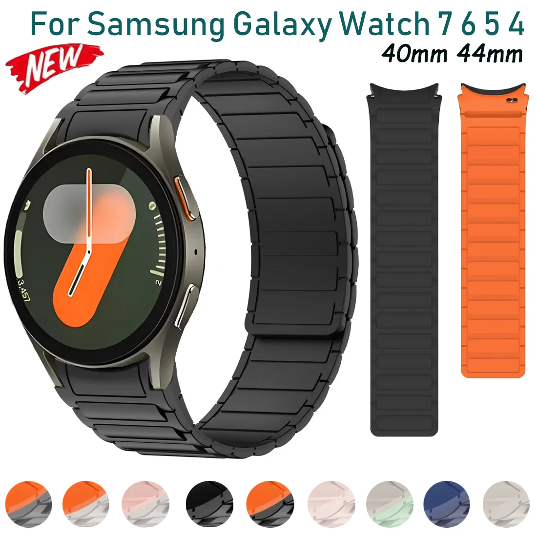 No Gap Silicone Strap For Samsung Galaxy Watch 7 6 5 4 FE 40/44mm Magnetic Wristband Galaxy Watch 6-4 Classic 47/46mm 5 Pro Band