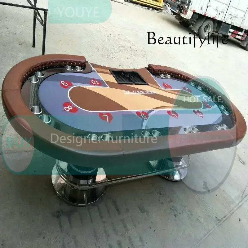 Sc Texas Hold'em Table Deluxe 10 People, Texas Chip Table Baccarat Entertainment Prop Table-1