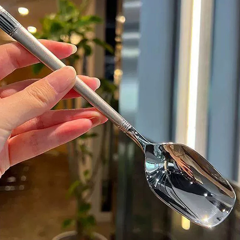Long Handle Square Head Spoon Lantern Stainless Steel Watermelon Spoon Thickened Household Kitchen Supplies