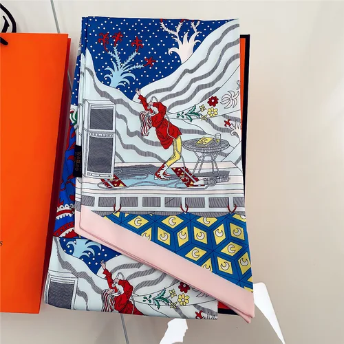 Imagen 1 del producto 2025 caliente 160Cm nuevo modelo la voz fuera de la ventana bufanda de seda de sarga decorativa impresa con tira de doble capa versátil para mujer