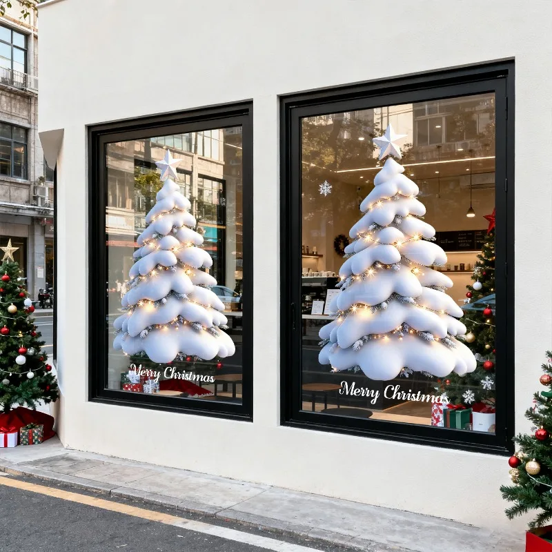 Three-dimensional Christmas Tree Snowflake Stickers Glass Window Decor Stickers Detachable Double-sided Electrostatic Sticker - Image 3