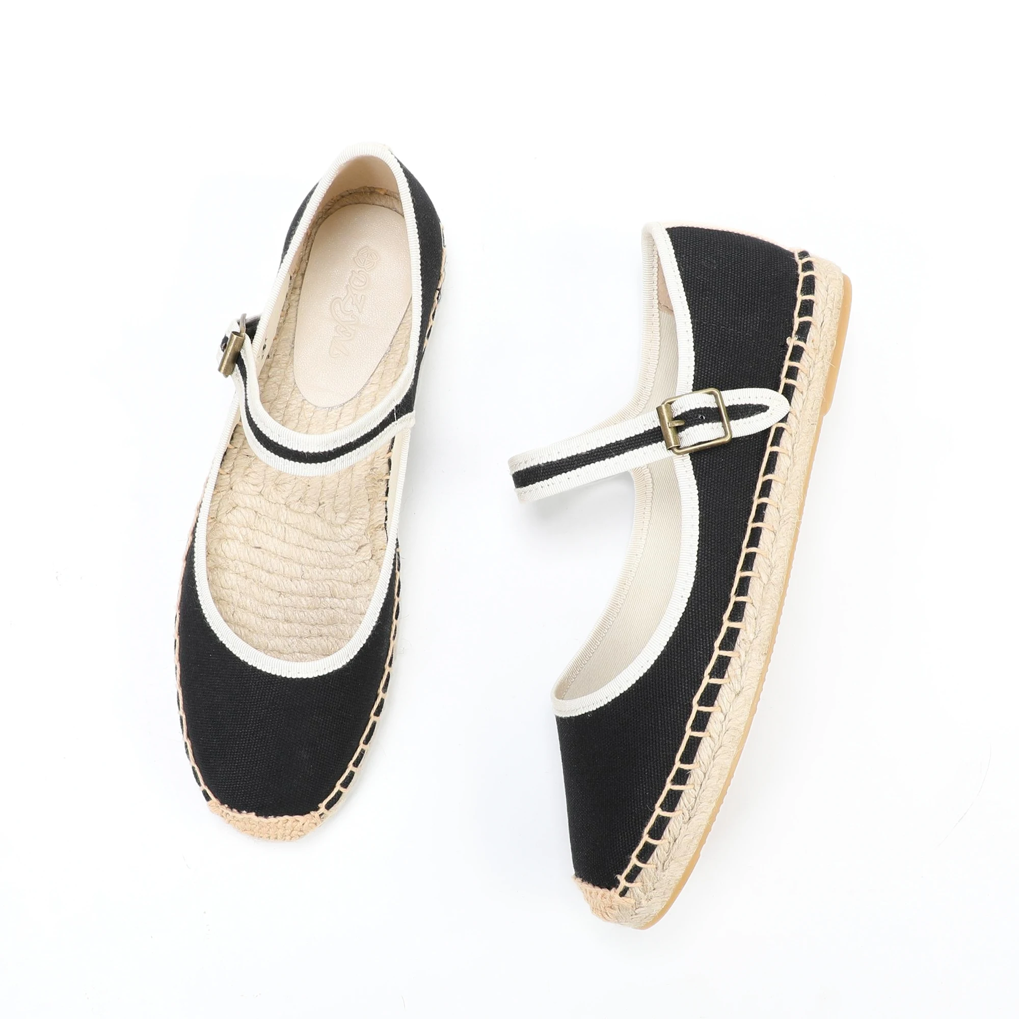 Stylish Mary Jane Espadrilles Women's Flat Shoes with Breathable Canvas Upper Ladies Loafers
