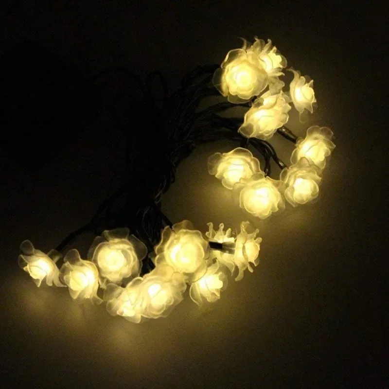 6.5M 30LED Rose Flower Fairy Lights Flower Solar String Lights Outdoor Waterproof  Solar String Lights Garden