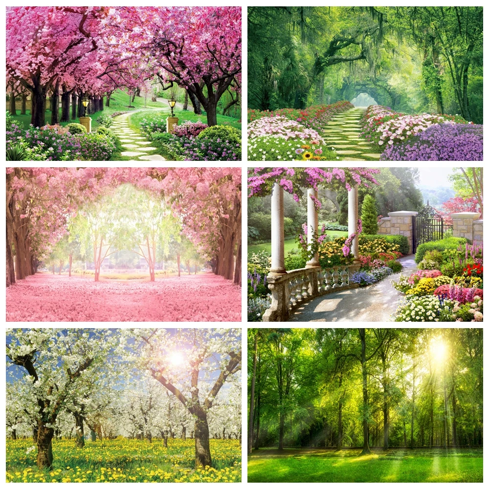 

Spring Backdrop Forest Flower Garden Natural Scene Tree Photography Background Children Birthday Wedding Baby Shower Party Decor