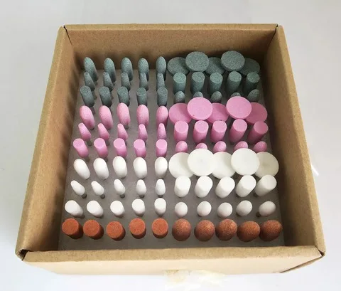 100pcs/Box Hot Mounted Stones Dental Silicone Grinding Heads Kit Polishing Mixed Drill Dentistry Lab Tools