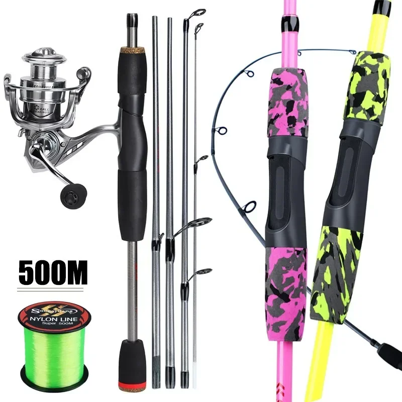 

Sougayilang Spinning Fishing Set 1.7m 5 Sections Glass Fiber Fishing Rod and 1000~3000 Series 5.2:1 Reel with 500m Fishing Line