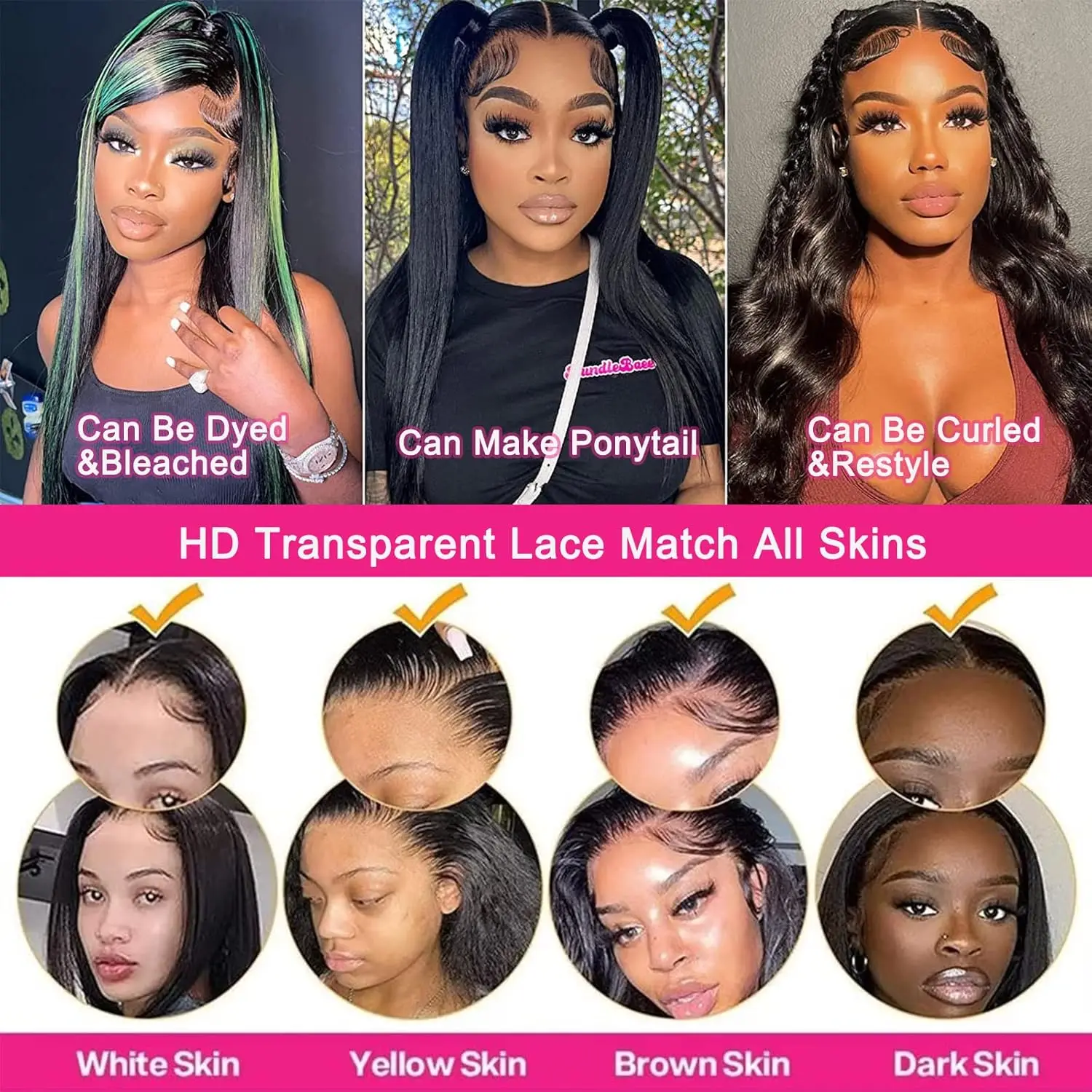 200% Density 42 Inch Straight Lace Front Wigs Human Hair 13x4 HD Lace Front Wigs For Women Pre Plucked With Baby Hair