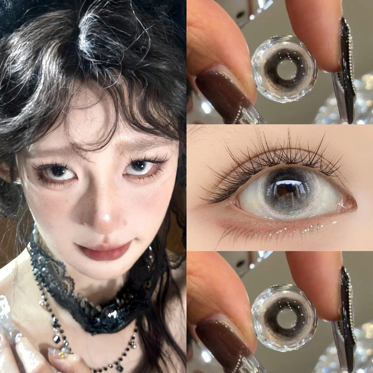 Visuashow schwarze Kontaktlinsen, Kosmetik, farbige Kontaktlinsen, 2 Stück, für den jährlichen Gebrauch, farbige Kontaktlinsen mit kleiner Pupille für Cosplay-Make-up – Detail 4