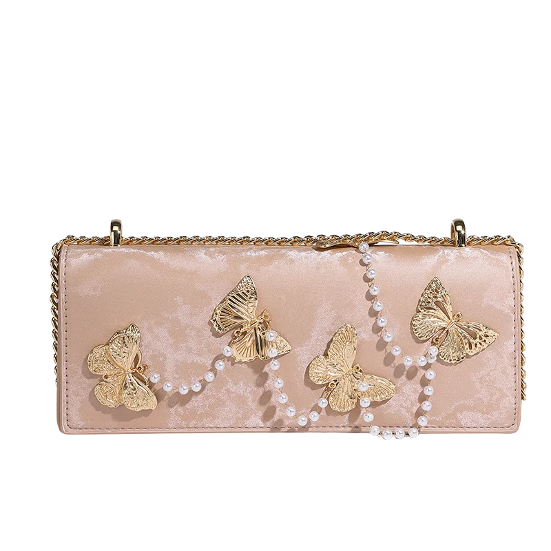 Sacs rectangulaires de style chinois pour femmes Sacs à main et sacs à main de luxe de créateurs 2024 Nouveau en perles PU Paillettes Décoration de nœud papillon Petite chaîne sous les bras Sac à bandoulière