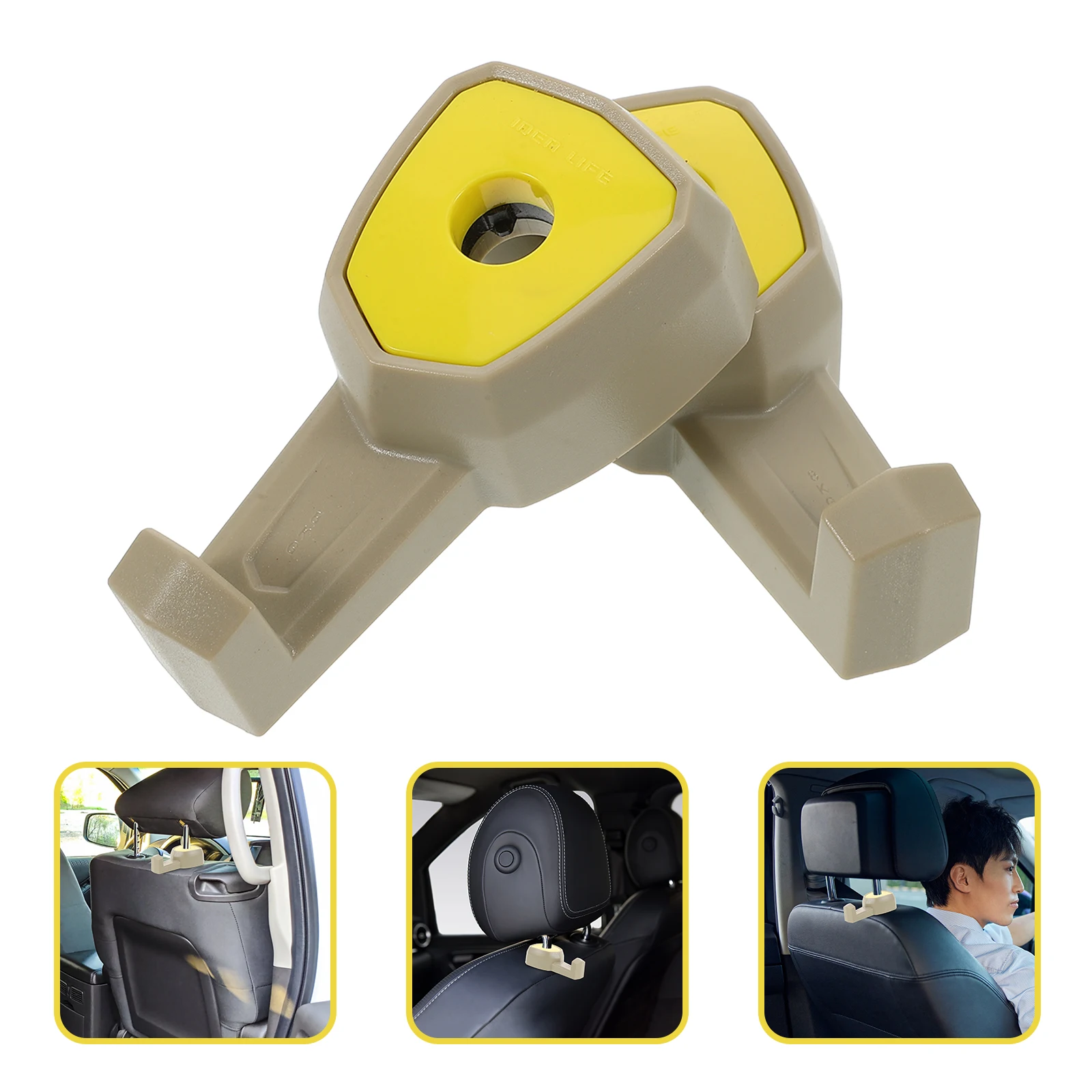

2Pcs Car Headrests Hooks Rotatable Auto Seatback Hanger Purse Grocery Bag Organizer Storage Holder