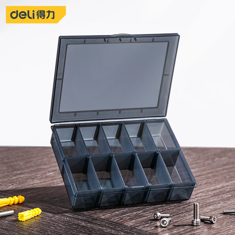 Deli Tools Multiple Specifications Design Parts Box Seiko Buckle Removable Bulkhead Electrician Portable Parts Storage Case