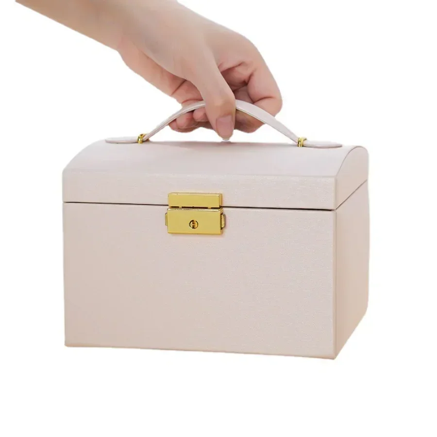 Three-layer Locked Jewelry Box European Wedding Gift Simple Wooden Jewelry Earrings Bracelet Ring Storage Box