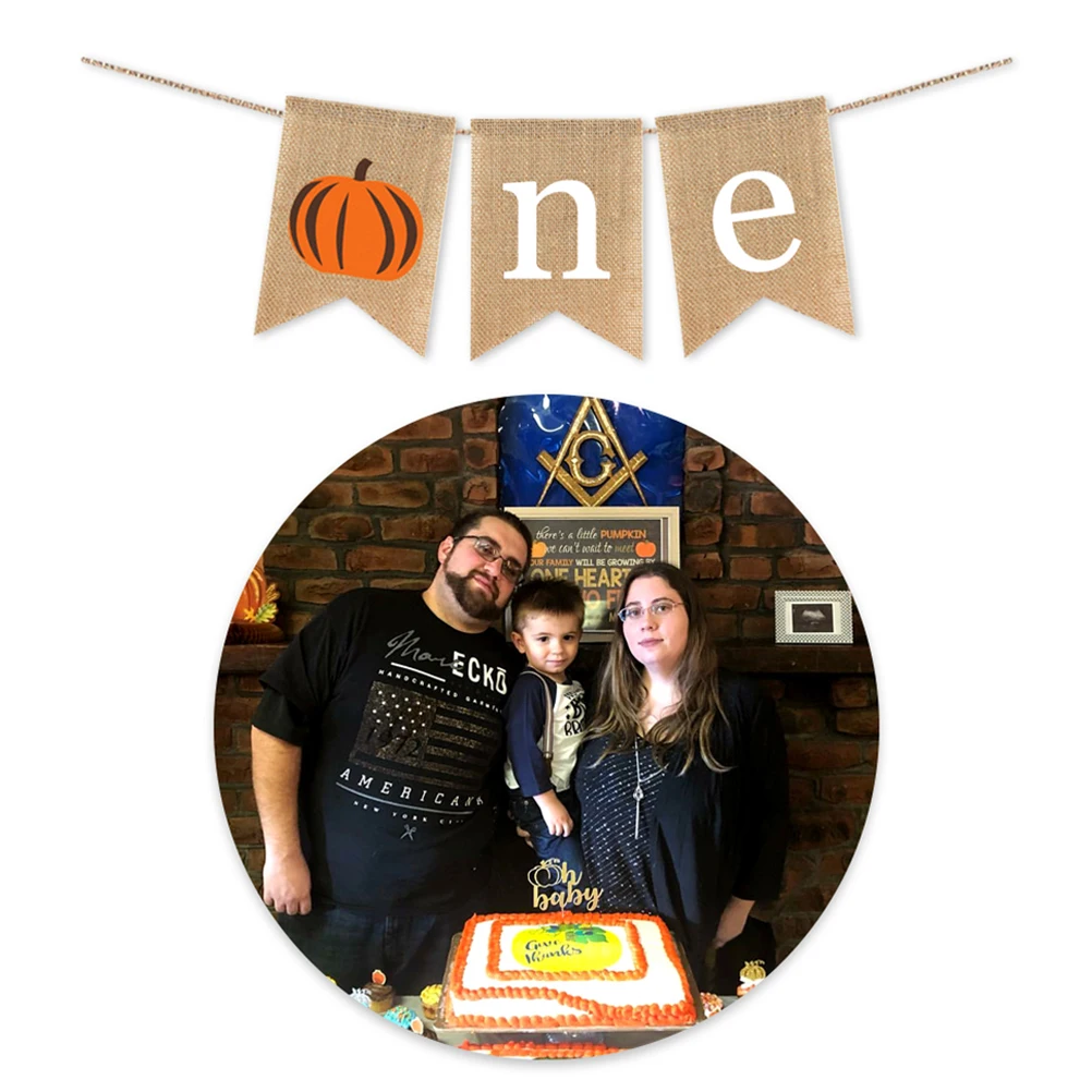 

Chic Burlap Banner Pumpkin Birthday Flag First Bunting Hanging Garland Kids Party Decoration Halloween Theme Party Supplies