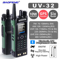 Baofeng UV32 10W Walkies Talkie GPS Positioning Function Large Screen Wireless Copy Frequency Six-Band Type-C Ham 2 Way Radio