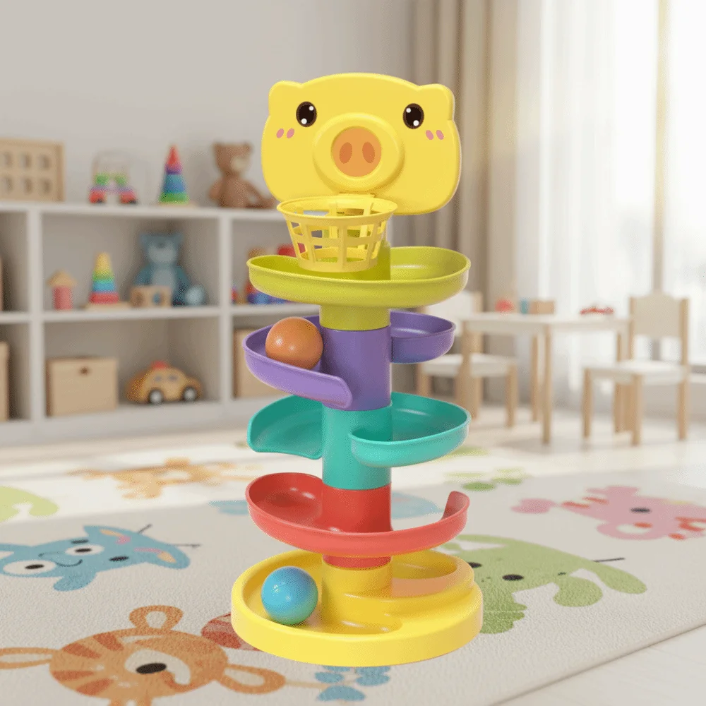 Boule coulissante Montessori, jouets, piste d'empilage pour enfants, tour à bille roulante, tour à boule roulante, apprentissage des bébés