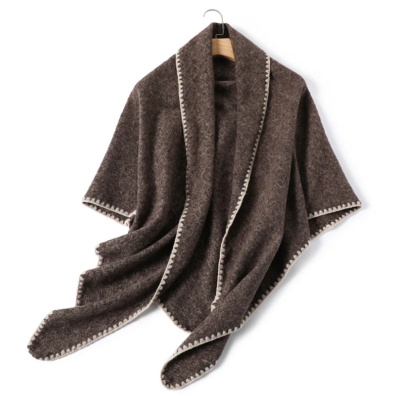 Female Solid Imitation Cashmere Triangular Scarf Warm Neck Women Thick Shawl Autumn Winter Fashion Designer Soft Comfort Wraps