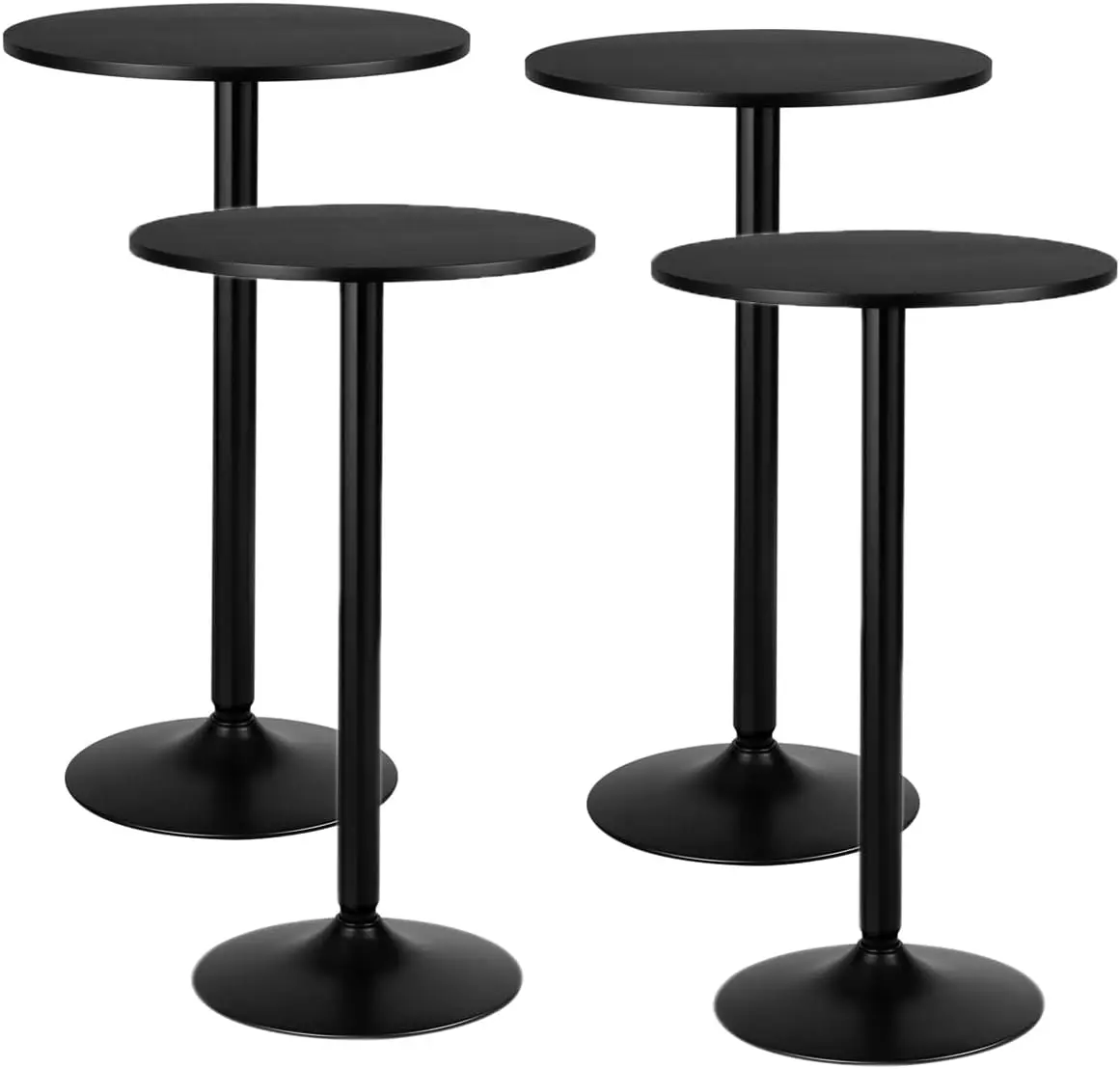 40-inch hoge ronde cafétafel met 24-inch MDF tafelblad en metalen onderstel, moderne cocktailtafel voor eetkamer,