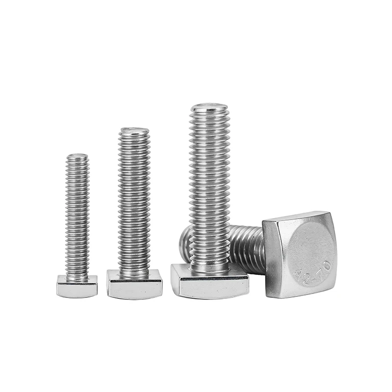 2~20Pcs 304 Stainless Steel Square Head Screws M4 M5 M6 M8 M10 M12 Foursquare Quadrate Shape Type Head Machine Bolt GB35