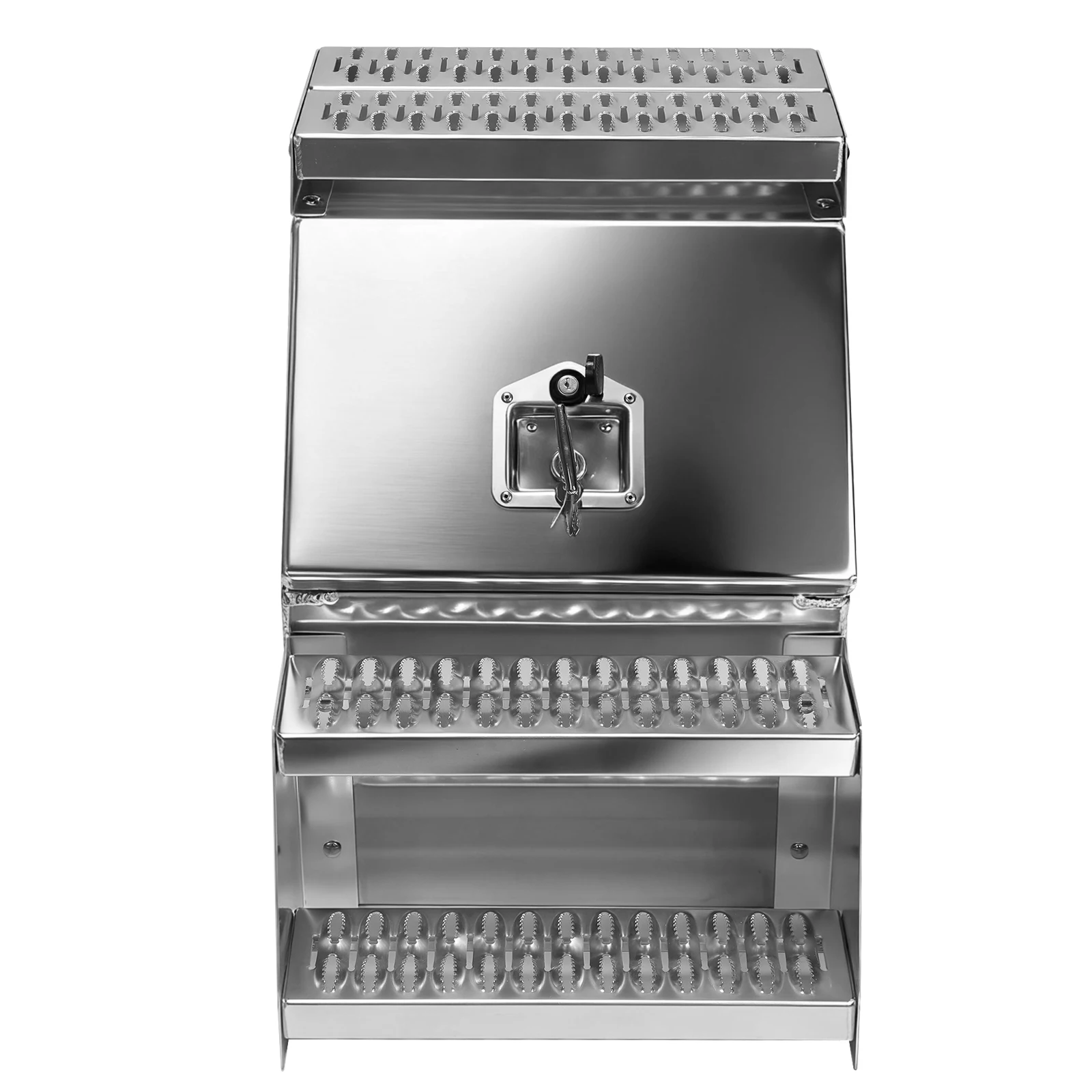 

18in Aluminum Semi Trucks Tool Box 17.99x27.99x25inch Step Tool Box with T-Handle Latch Lock for Peterbilt Kenworth & More