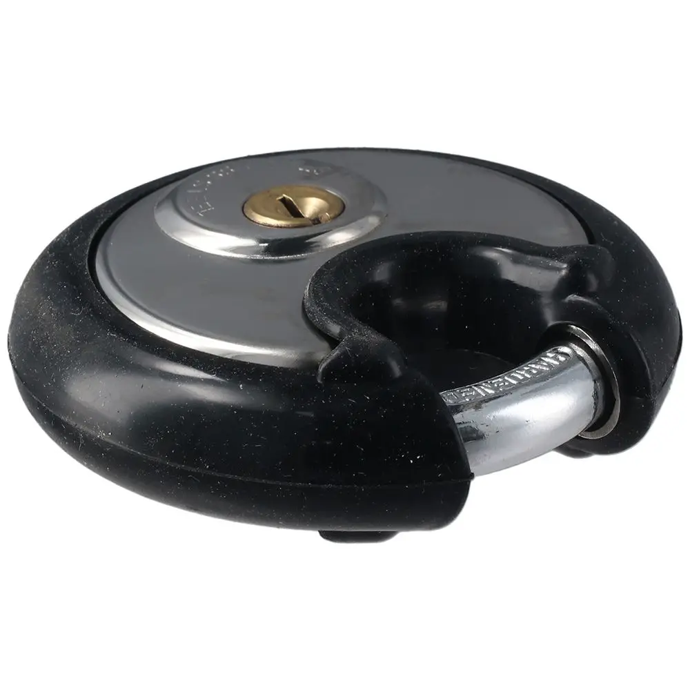 Keyed Padlock, Stainless Steel Discus Lock Heavy Duty with Keys, 3/8 Inch Keyed Different Shackle Storage Lock for Warehouse