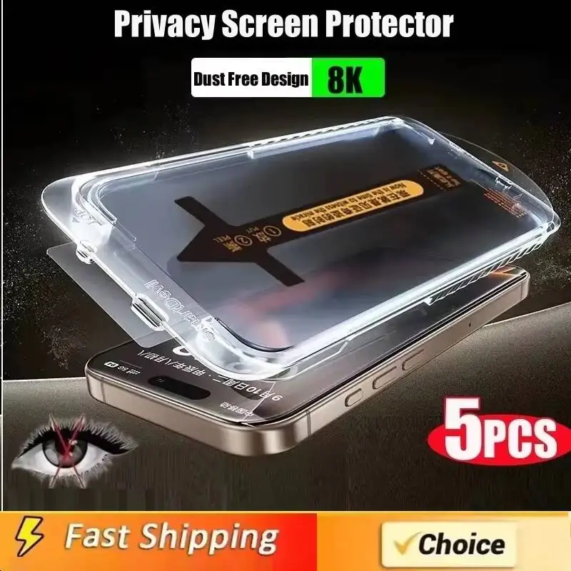 

1-5 шт. Защитное стекло для iPhone 13, 11, 17 Pro Max, Air 16, 15, 14 Plus, 12, X, XR, Xsmax, антишпионская пленка, простая установка