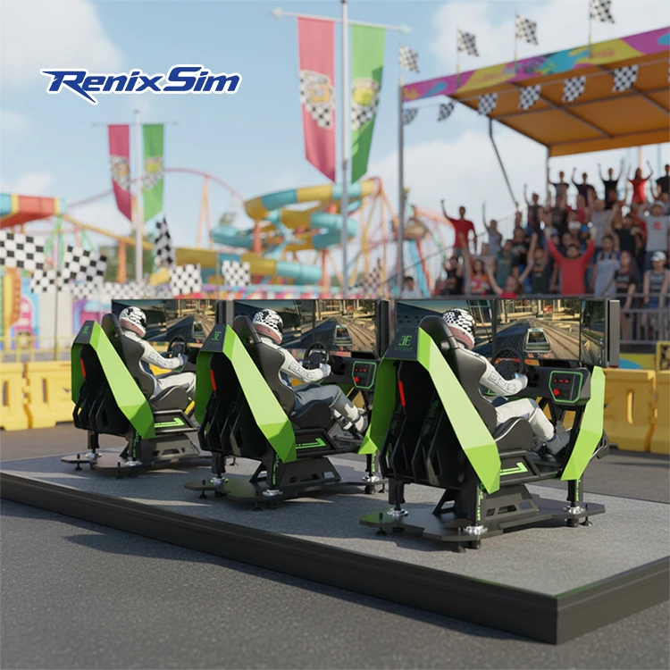 Simulador de Carreras de 3 Pantallas con Movimiento Completo, Centro de Simulación de Carreras con Force Feedback, Entretenimiento Esports, Cabina de Simulación