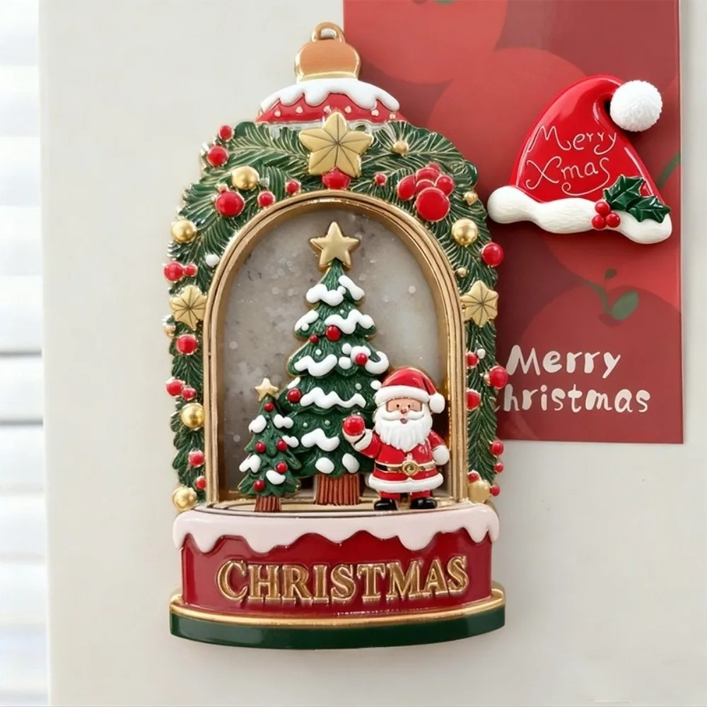 Realistic Alloy Magnetic Fridge Magnets No Residue Santa Claus Refrigerator Magnets Chic Color Quicksand Key Pendant Christmas